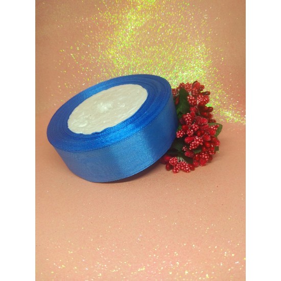 ОПТ Ленты атласные однотонные 2,5 см*25 ярдов цв. светло-синий, цена за катушку